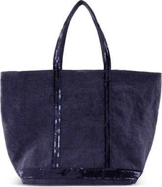 Vanessa Bruno large Cabas sequin-embellished tote bag - Blue