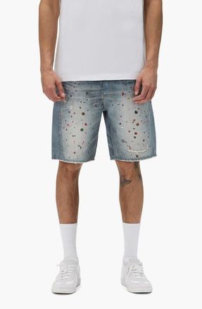 Purple Cyanine Crystal Embellished Denim Shorts in Light Indigo at Nordstrom, Size 28