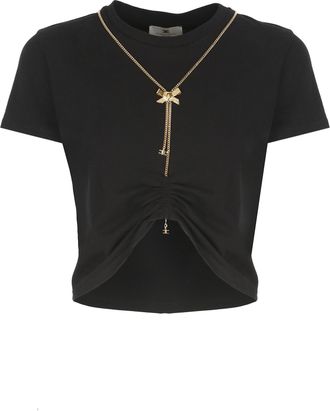 Elisabetta Franchi Logo Detail Cropped T-shirt
