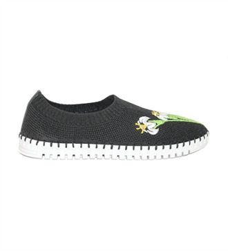 Eric Michael Womens Lucy Stretch Sneakers In Black Embroidered