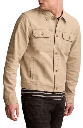 Lucky Brand Linen & Cotton Trucker Jacket in Pelican at Nordstrom, Size Medium