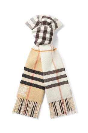 Burberry Fringed Checked Cashmere Scarf