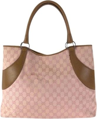 Gucci Pre-owned Tote Bags, female, Pink, Size: ONE SIZE Pre-owned GG Canvas Leather 2way Bag