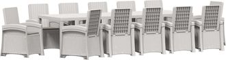 vidaXL Conjunto De Comedor De Jard&iacute;n 14 Uds. Blanco Y Gris Claro Pp Vidaxl