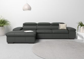 HOME AFFAIRE Ecksofa »Alberto L-Form« mit Kopfteilverstellung, wahlweise mit Bettfunktion