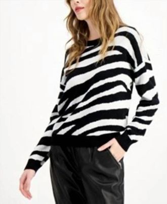 Bar III Long Sleeve Stripe Top In Black
