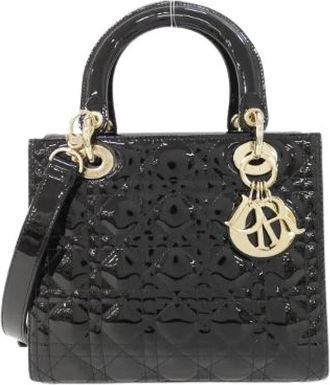 Dior Pre-owned Lady Dior Patent Leather Bag - Dames - Vintage Handtas - Zwart - ONE Size - Leer - Vintage