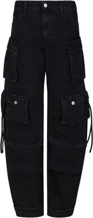 The Attico Zwarte Fern Fade Lange Broek - Dames - Loose Fit Jeans - Zwart - W26 - Jeans