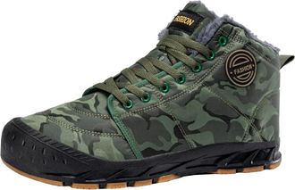 Generic Men winter snow boots are waterproof warm plush comfortable cold resistant non slip short boots (green,9.5)