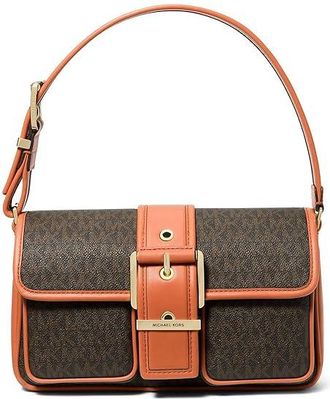 Michael Kors Colby Medium Shoulder Womens Handbags Orange Punch, Leather/Polyester