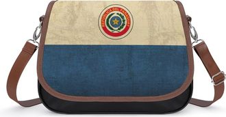 Generic Vintage Paraguay Flag Womens Crossbody Bag Fashion Shoulder Handbags Message Tote Bag with Adjustable Strap