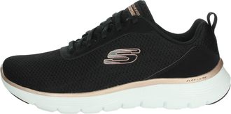 Skechers Womens Flex Appeal 5.0 Uptake Sneaker, Black Mesh/Rose Gold Trim, 3.5 UK