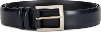 Orciani Mens Brushed Leather Belt, Ocean Blue Calfskin