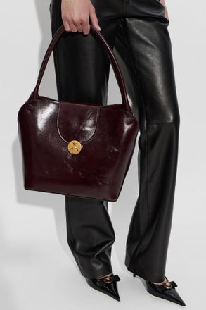 Versace Leather Shoulder Bag With Medusa Head, Womens, Burgundy