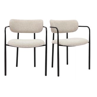 Miliboo Miliboo - Sillas De Tela Texturizada Beige Y Metal Negro (paquete De 2) Swift