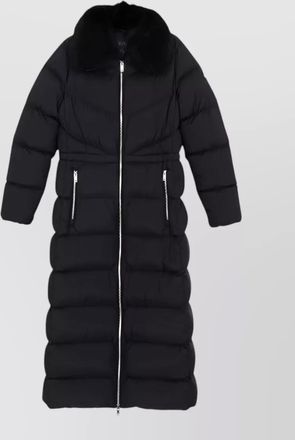 Moose Knuckles long coat fur collar quilted side pockets