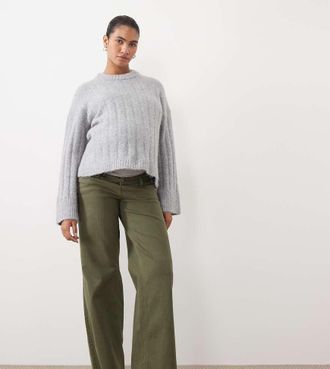 Mama Licious Mamalicious Maternity jeans a gamba larga sopra il pancione verde scuro