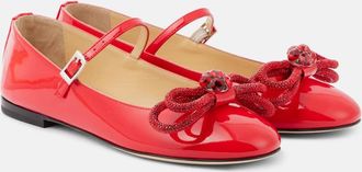 Mach & Mach Bow-detail patent leather Mary Jane flats