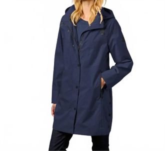Junge Snap Rain Coat With Hood In Navy