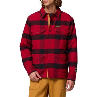 Columbia High Cascades Plaid Shirt Jacket in Red Dahlia Tim Buff Plaid at Nordstrom Rack, Size X-Large