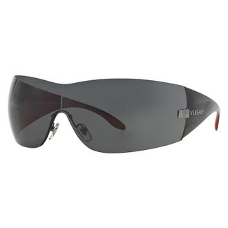 Versace Shield Rimless, With A Gunmetal Frame And Dark Grey Lens