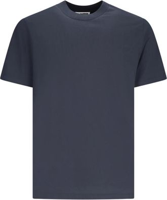 Jil Sander T-Shirt Girocollo - Heren - T-shirts - Blauw - S - Katoen - Tops