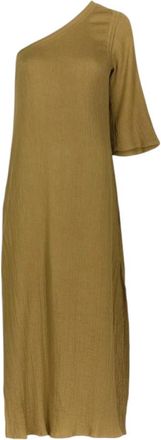 mare di latte Asymmetrische Lange Jurk van Katoengaas - Dames - Maxi kleedjes - Groen - XS - Katoen - Kleedjes
