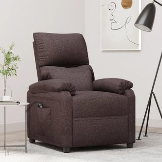 vidaXL Sill&oacute;n Reclinable El&eacute;ctrico Tela Marr&oacute;n Oscuro Vidaxl