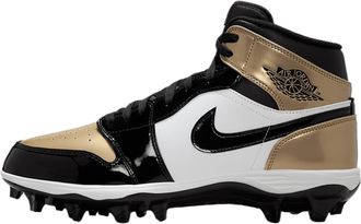 Nike Jordan 1 Mid TD Mens Football Cleat (Metallic Gold/White/Black), Metallic Gold/White/Black, 10 UK