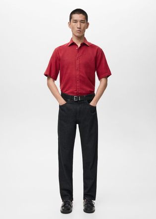 Mango Camicia manica corta cotone rosso - Uomo - XS - MANGO MAN