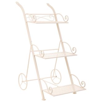 Wanderlust Deco Carrito 3 Baldas Para Macetas De Forja Blanco 40x34x76