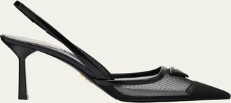 Prada Rete Nylon Mesh Slingback Pumps