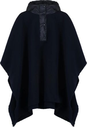 Moncler Capes, female, Blue, Size: S Wool-blend Cape