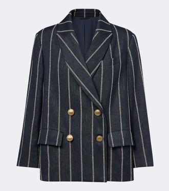 Brunello Cucinelli Striped cotton and linen blazer