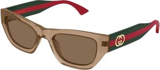 Gucci Gg 2116S 004 Cat Eye Zonnebril - Dames - Zonnebrillen - Bruin - 52 MM - Accessoires