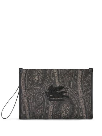 Etro large paisley-print clutch - men - Cotton/Polyester/Polyester - One Size - Black