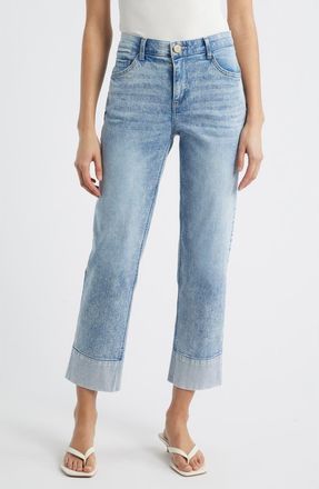Wit & Wisdom High Waist Cuff Hem Jeans in Light Blue Artisanal at Nordstrom, Size 12P