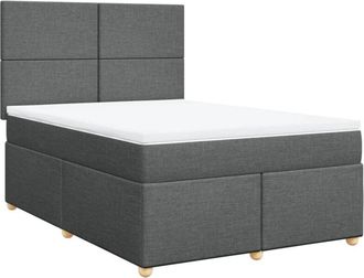 vidaXL Vidaxl - Cama Box Spring Con Colch&oacute;n Tela Gris Oscuro 140x190 Cm