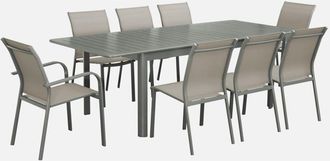 Sweeek Mesa De Jard&iacute;n Extensible De Aluminio Con 8 Sillas
