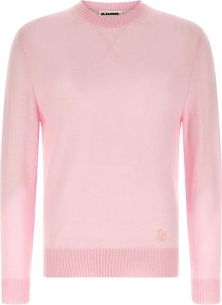 Jil Sander Virgin Wool Sweater - Heren - Ronde hals truien - Roze - L - Wol - Truien & Vesten