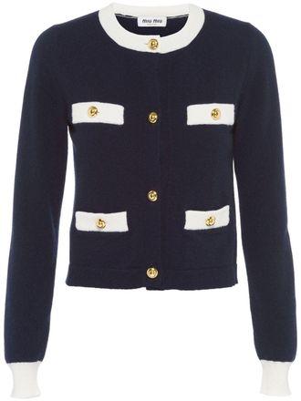 Miu Miu two-tone cashmere cardigan - Blue