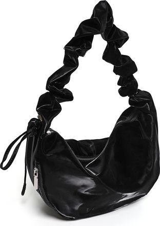 Generic Women Synthetic Leather Pleated Vintage Hobo Handbag with Zipper Daily (Black)
