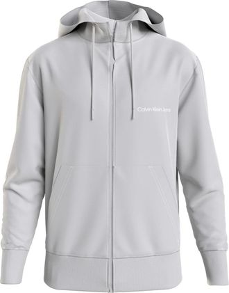 Calvin Klein Grijze Hoodie Trui Katoen - Heren - Vesten met rits - Grijs - 2XL - Katoen - Hoodies & sweatvesten