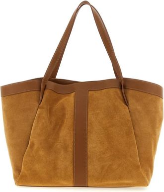 Twinset Suede Shopper met Knopen - Dames - Shoppers - Bruin - ONE Size - Leer - Tassen