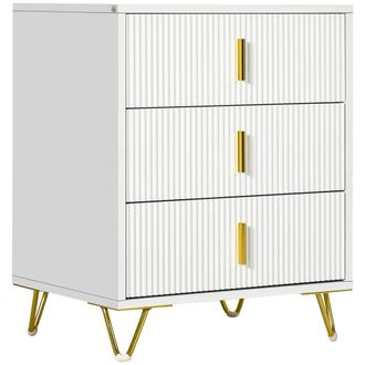 HOMCOM 3 Drawer Dresser - Chest of Drawers Storage Cabinet - White | TJ Hughes