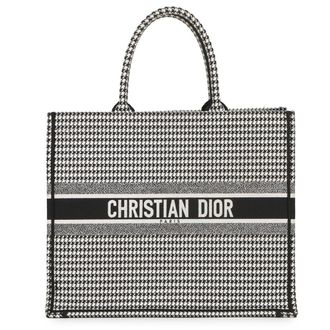 Dior Black White Canvas Handbag Tote Bag (Pre-Owned)