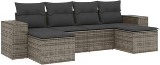 vidaXL Vidaxl - Set De Muebles De Jard&iacute;n 6 Pzas Y Cojines Rat&aacute;n Sint&eacute;tico Gris