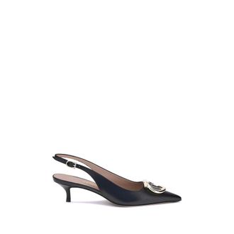 Ferragamo Black Calf Leather Bos Taurus High Heel Womens Pumps