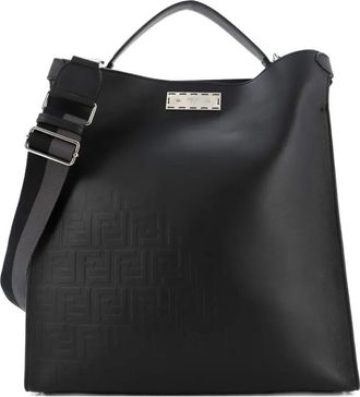 Fendi Peekaboo X-Lite Fit Bag Leather with Zucca Embossed Detail satchel - Zwart