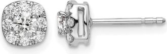 Diamond2Deal 14K White Gold 1/2 ct Lab Grown Diamond Cushion Halo Stud Earrings VS Clarity, G-H Color